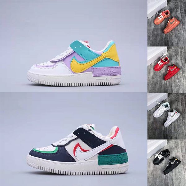 

2020 new baby kids girls running shoes tropical twist sport dunnk air force 1 one skateboard sneakers children designer flat shoes boys, Black;grey