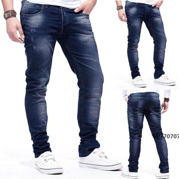 

jeans for men 2020 pants casual long skate board stright fashion pocket fold jeans casual pants men clothing, Blue