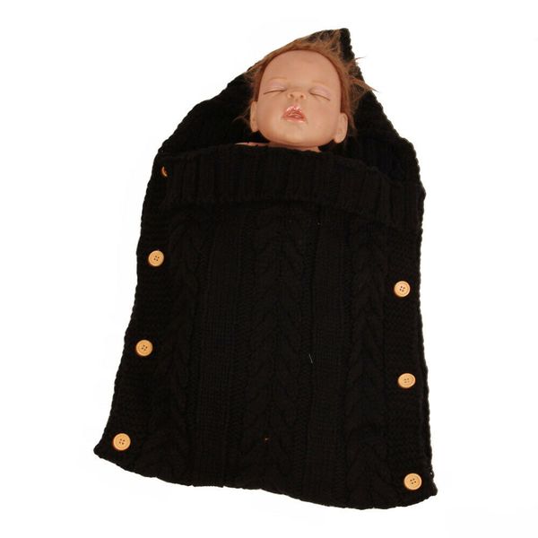 

pudcoco newborn baby swaddling stroller wrap winter warm blanket knit button crochet winter warm swaddle wrap sleeping bags