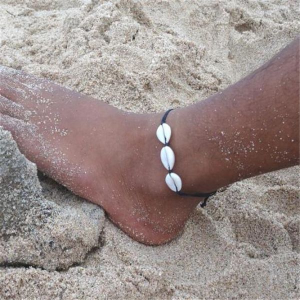 

ornaments joker sandy beach manual weave foot ornaments nation wind natural shell anklet woman, Red;blue