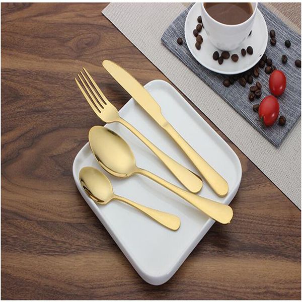 

flatware set 4 style stainless steel knife fork spoon 4pcs/set dinnerware plated cutlery wedding tableware set tc190330 100pcs