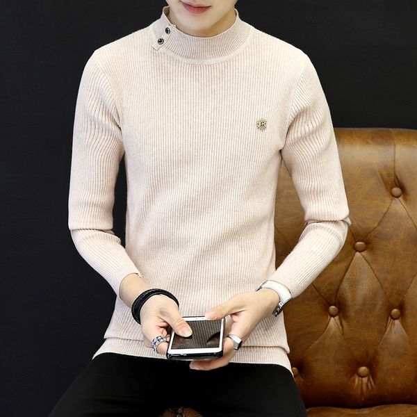 

turtleneck clothes 2019 classic simplicity pullover sweater men solid long sleeves green black mens sweaters ship, White;black