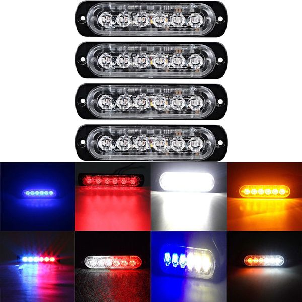 

4 pcs side strobe marker lights car truck 6 led amber flashing emergency hazard warning lamp dc12 24v clearance light