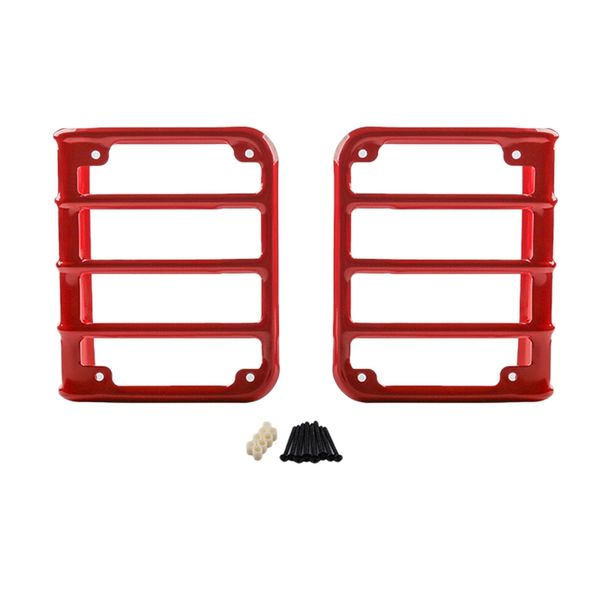 

pair tail light guard cover rear lamps protector for wrangler jk red
