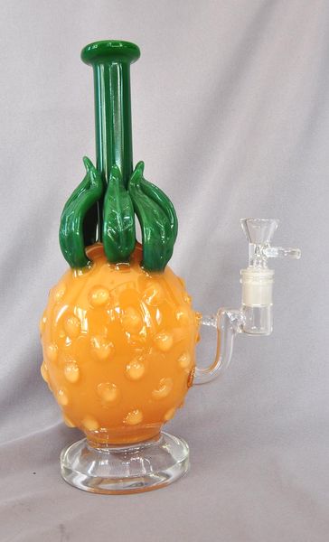 Gelbe Ananas, 25 cm hoch, Gewicht 650 g, 14 mm Verbindungsgröße, Glas-Wasserpfeifen, Glasbong mit Quarz-Banger oder Kopf