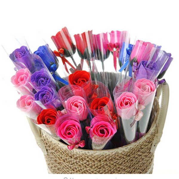 

decorative flowers 5pcs/lot bath body artificial flower soap rose wedding party decoration valentines flower gifts