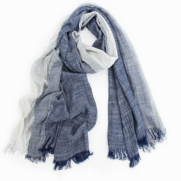 

wholesale brand winter scarf men warm soft tassel bufandas cachecol gray plaid woven wrinkled cotton linen women scarves spring summer, Blue;gray