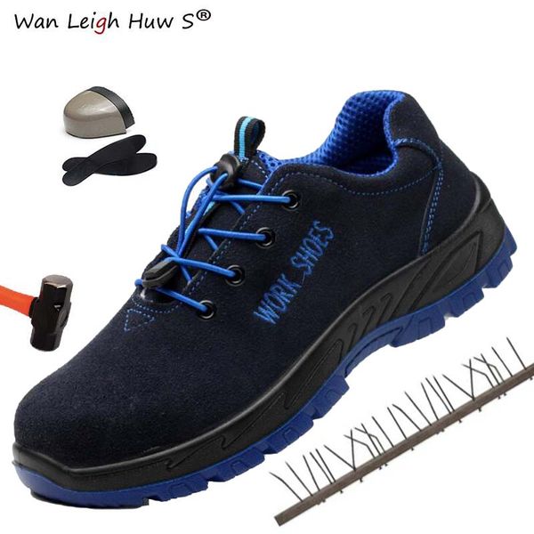 

plus size men's breathable mesh puncture proof protetive safety shoes men new outdoor anti-slip steel toe cap work shoes boots, Black