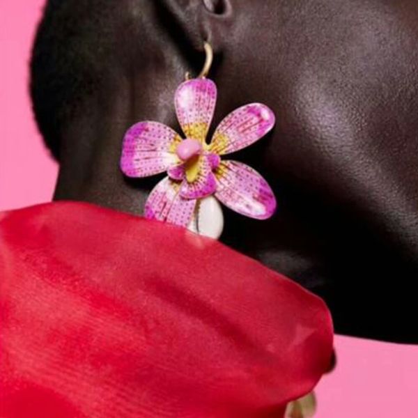 

big flower shell charm dangle earrings for women punk pink orange chandelier earring bohemian holiday style e jewelry gifts, Silver
