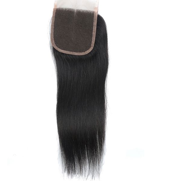 

4 or 5 pcs straight hair closure unprocessed brazilian virgin hair straight human hair 4x4 lace closure, Black;brown