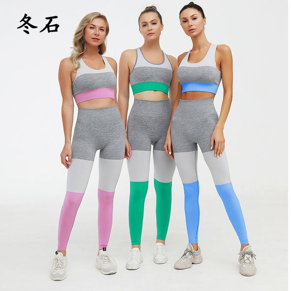 

women 2 pcs sports suits set yoga sets gym fitness athletic pants sportswear leggings bra seamless sports active, White;red