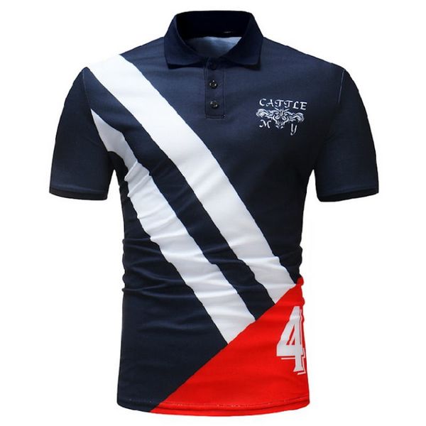 

New Fashion Casual Brand Mens Summer Cotton Short Sleeve Diagonal Stripes Patchwork Shirt Men Top Quality Men Clothing
