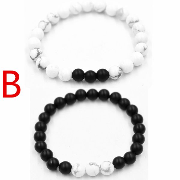 

wholesale- new brand trendy frosted stone agate charm bracelets lovers natural stone beads for women men jewelry pulsera hombres, Black