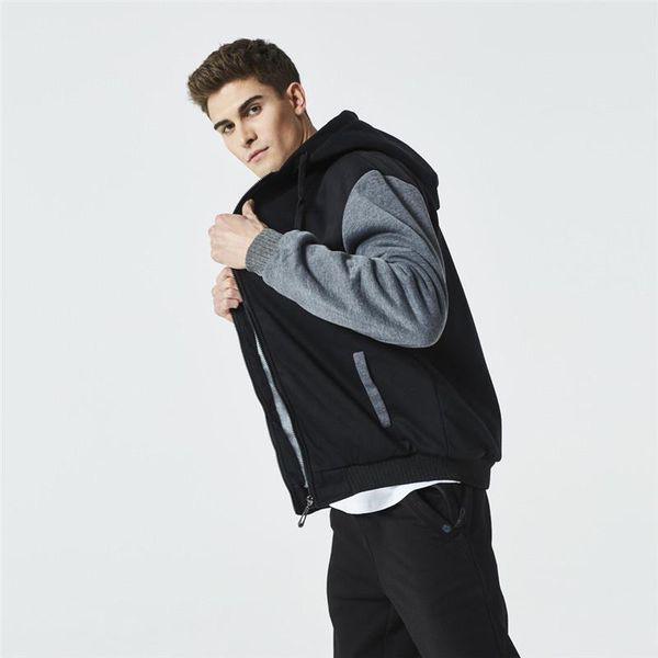 

mulit color panelled mens designer jackets fashion loose zipper pockets mens hooded coats casual males clothing, Black;brown