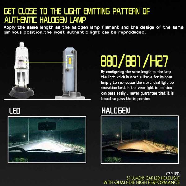 

880 led headlight bulbs 50w 8000lm 6000k all-in-one conversion kit chips bulb for drl fog lights