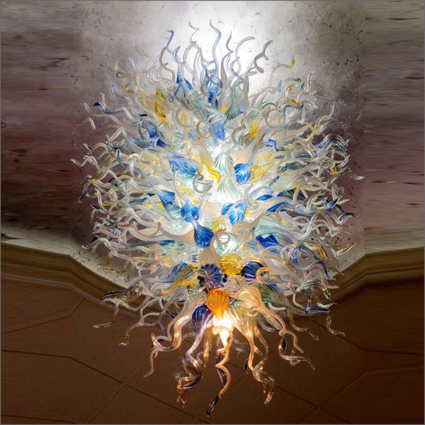New Style Decoration Mouth Blown Glass Chandelier Lightings High Ceiling Decoration Blown Glass Chain Pendant Lamps For Dining Room Decor Hanging