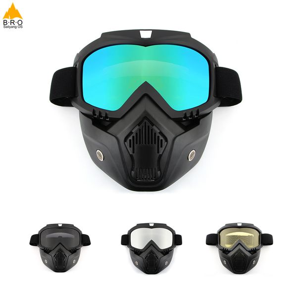 

men women dust-proof cycling bike full face mask windproof winter goggles bicycle snowboard ski masks with anti-uv glasses, Black