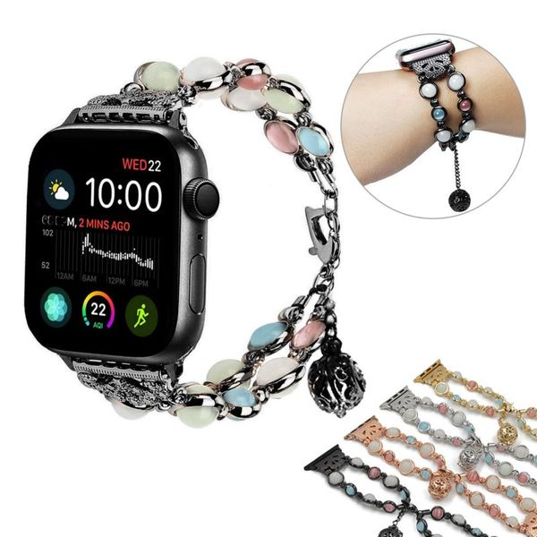 

Luxury Agate Jewelry Apple Watch Band Luminous Watchband Metal Strap Replacement Band For iWatch Series 4/3/2/1 40mm 44mm 38MM 42MM