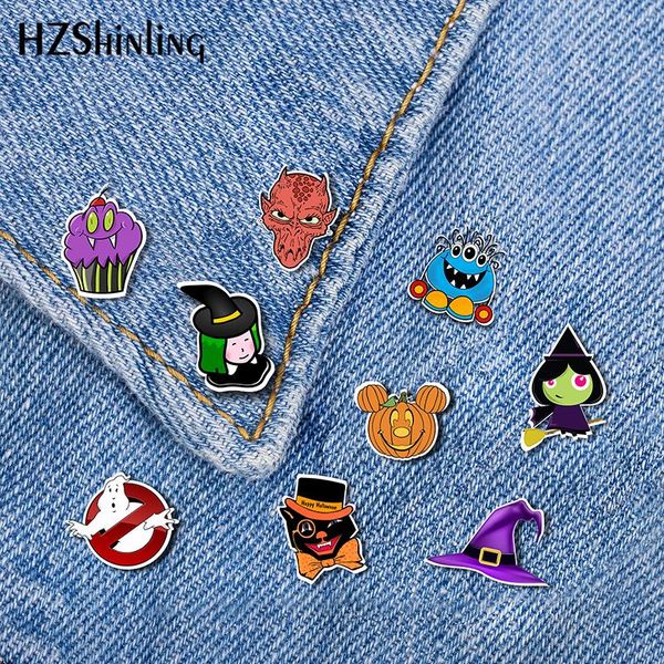 

2020 new happy halloween butterfly clasp pin witch ghost pumkin acrylic lapel pin epoxy silver butterfly brooch, Gray