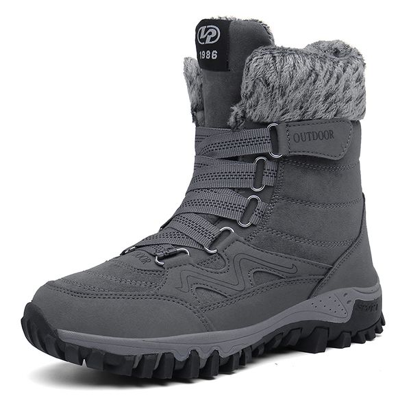 

2019 men boots winter high outdoors plush waterproof winter boots men non-slip big size black 35-46