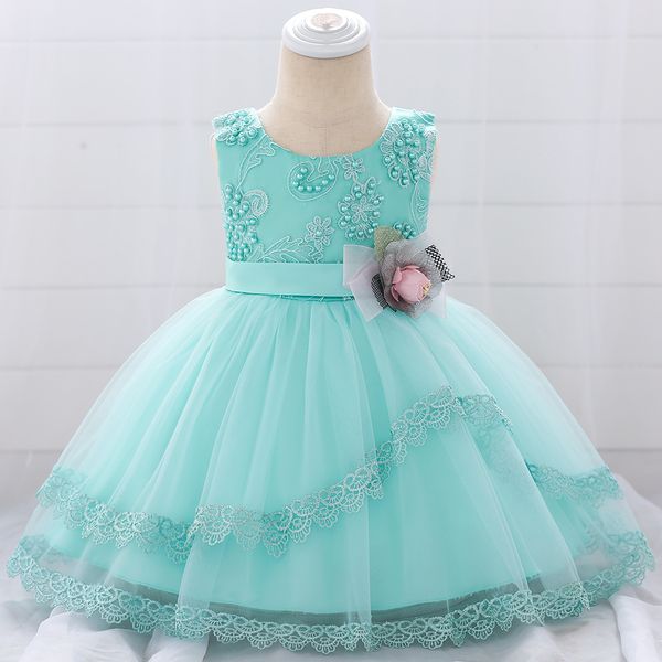 

new born flower lace bead baby girls dresses floral birthday bow tutu party dress girls baptism princess baby dress l1886xz, Red;yellow
