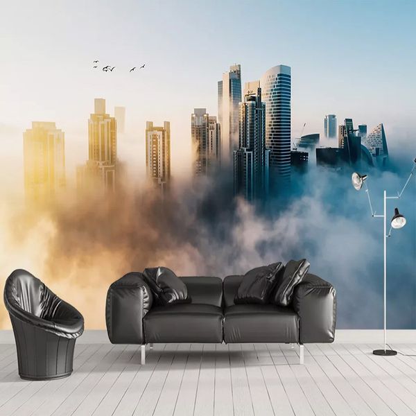 

custom any size mural wallpaper 3d modern creative dreams clouds urban architecture scenery p wall murals living room fresco