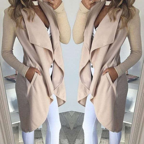 

new cardigan trench coat women plus size 4xl long sleeve lapel collar pockets slim women casual overcoat outerwear jacket, Black