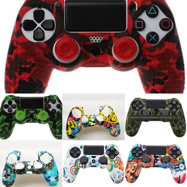 

qj3ez black blue gel soft controller rubber red skin non-slip case cover for ps4 silicone