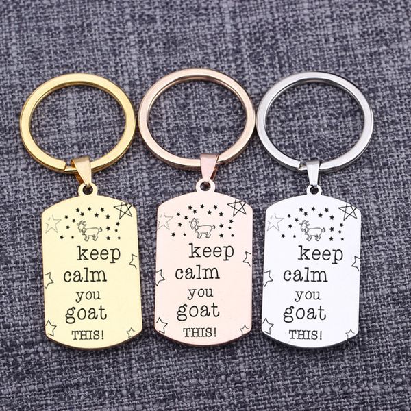 

Keychain Keep Calm You Goat This Pendant Dog Tag Jewelry Inspirational Keychain Accessories Friends Goat Lovers Present Souvenir