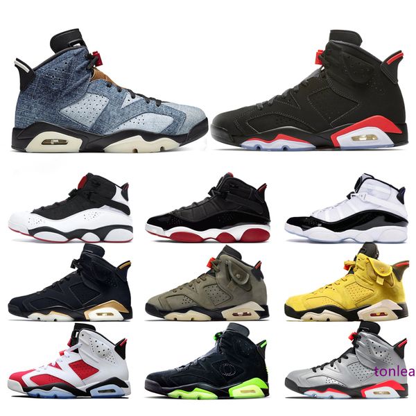 

travis scotts washed denim 6 6s mens basketball shoes dmp psg black infrared bred 3m reflective men sports designer sneakers size 40-47