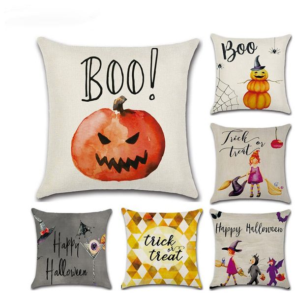 New Fall Thanksgiving Pillow Covers Halloween Federa per cuscino Divano in lino 18 x 18 pollici Fodere per cuscini decorativi con stampa di zucca Spedizione gratuita