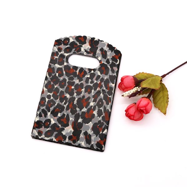 

cute 100pcs/lot 9*15cm mini leopard pattern plastic jewelry bag gifts accessories earrings packaging bags pouch, Pink;blue