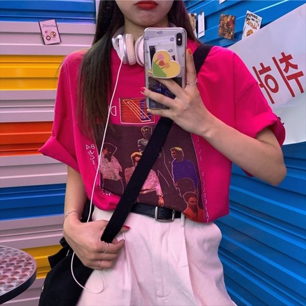 

loose versatile medium and long short-sleeved t-shirt black women's ins fashion loose versatile medium and long short-sleeved t-shirt b, White