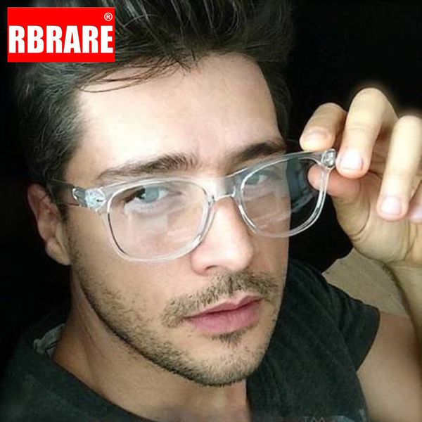

rbrare retro eyeglasses frames men anti blue light glasses computer women glasses frame optical transparent gafas de marca, Black