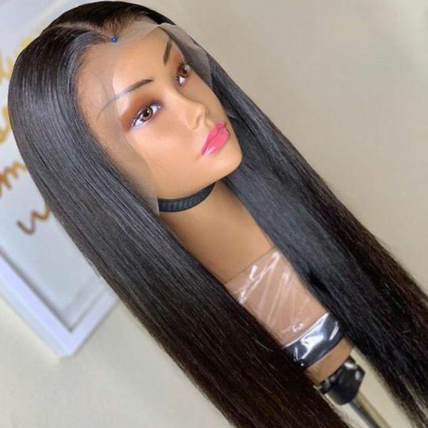 

straight фронт шнурок pre щипковых индийский волосы парики короткого non-реми волос парик шнурок фронтального человек с волосами младенца, Black