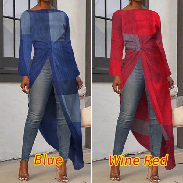 

plus size vonda vintage patchwork printed long sleeve blouses women 2020 casual plaid shirts office ladies long tunic, White
