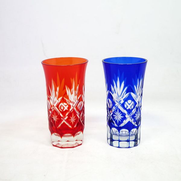 

japanese edo kiriko sake cup hand cut to clear crystal wishky cup traditional hand-made glass craft