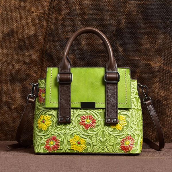 

урожай женщины сумка из натуральной кожи crossbody плеча сумки для женщин 2020 цветов рельефного дамы мешок руки ручной росписи тотализатора