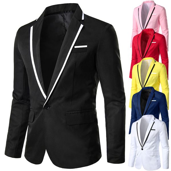 

men's stylish casual solid blazer business wedding party outwear coat suit, White;black