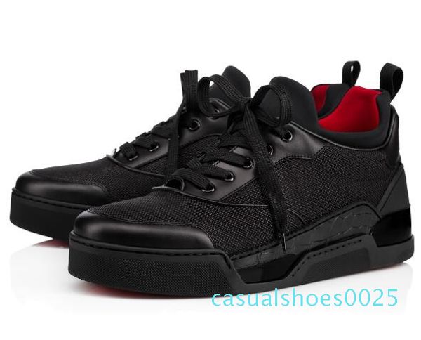 

aurelien red bottom shoes for men sneaker sports shoes flat aurelien sneakers trainers birthday wedding gift c25, Black