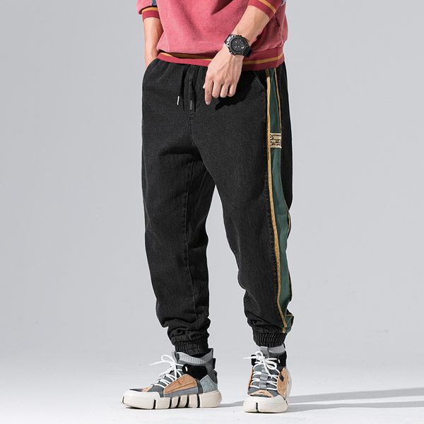 

men's pants black harem men 2021 mens color block sweatpants side striped japanese trouser casual joggers for male