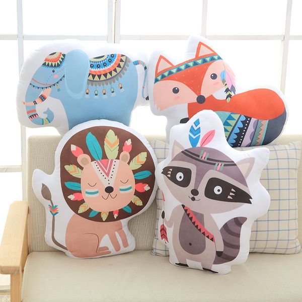 Ins Baby Lion Fox Elephant Stuffed Toys Cute Rainbow Pillow Animal