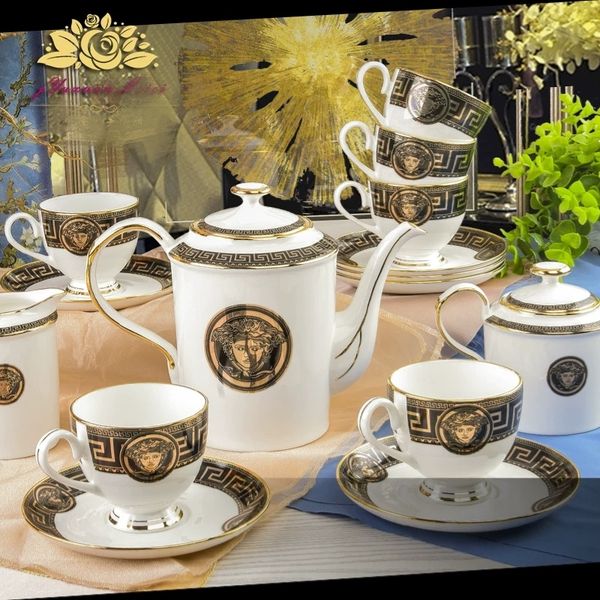 

роскошные drinkware 15 шт европейский керамический кофейный набор чайный сервиз фарфоровый кофейник кофе кувшин чашка блюдце набор lh2186