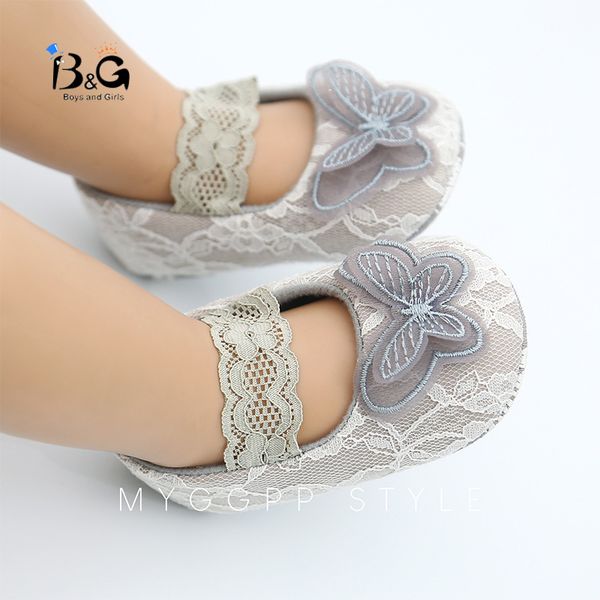 

b&g butterfly girl princess shoes lace baby toddler shoes soft non-slip walking baby first walkers, Black