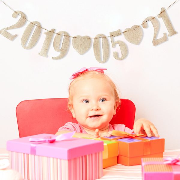 

hessian jute burlap numbers just married banner garland flag for diy birthday wedding halloween party decoration p prop other event pa