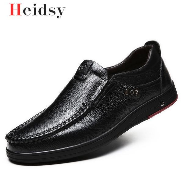 

2020 spring new men's genuine leather shoes big size 38-48 head leather soft shoes men anti-slip driving flats man, Black