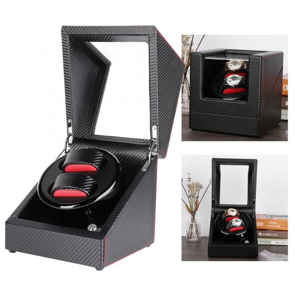 

mini 2+0 100-240v automatic watch winder box for wristwatch mechanical watch storage display holder case for watchmaker, Black;blue