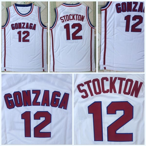 

Gonzaga Bulldogs Basketball 12 JOHN STOCKTON Jersey High School Team White Color100% Stitched College Basketball Jerseys S-3XL Fast Shipping