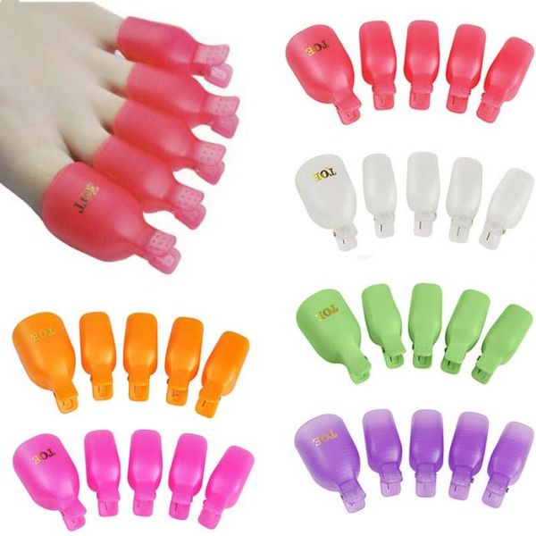Pé de Plástico Toe Nail Art Soak Off Cap Clipe UV Gel Polonês Removedor Envoltório Definir Pedicure Mergulhar Off Toe prego Clipe