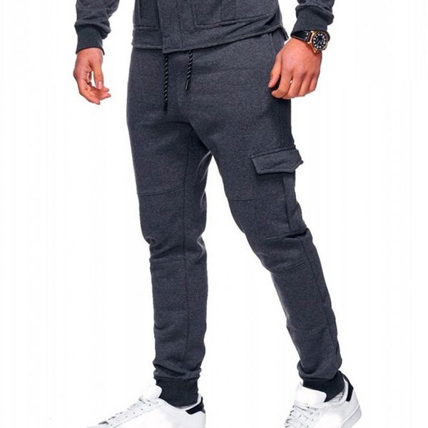 

laamei men's casual sweatpants solid color sports pants drawstring trousers loose tracksuit bottoms mens winter trends, Black